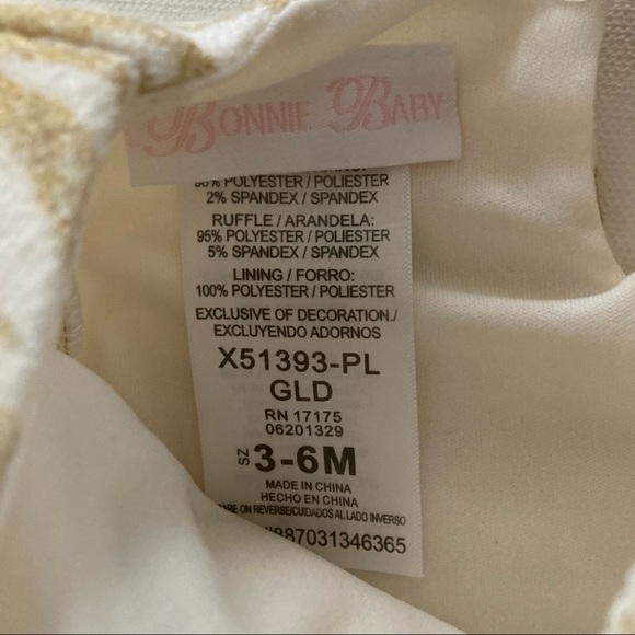 Bonnie Baby Girl 3-6 Months Butterfly Gold Sparkle Top Pants Set Outfit - Picture 3 of 6